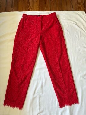 J Crew Easy Red Lace Pants Size 4